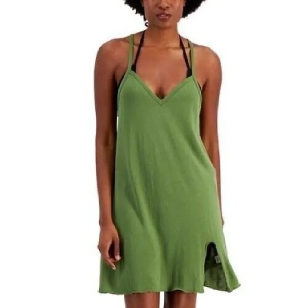 Miken L Tank Cover Up Dress Sleeveless Lightweight Knot Hem Swimwear Vineyard
